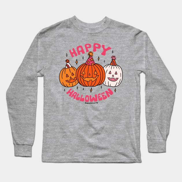 Happy Halloween Party Long Sleeve T-Shirt by Doodle by Meg